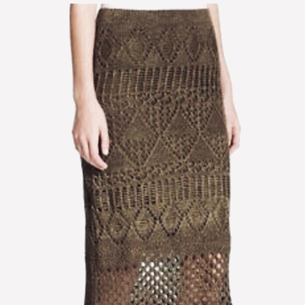 Olive Crochet Fringe Skirt